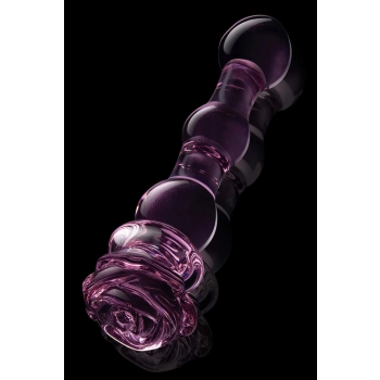 GLAZE GLASS ROSEBUD BEADED DILDO