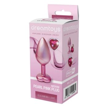 Korek analny Gleaming Love aluminium perłowy różowy medium