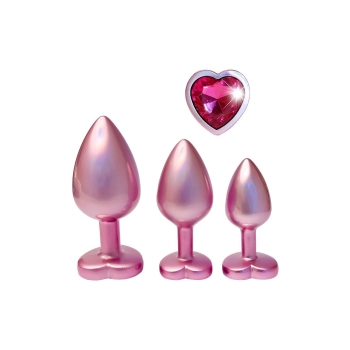 Zestaw korków analnych Gleaming Love różowy aluminium