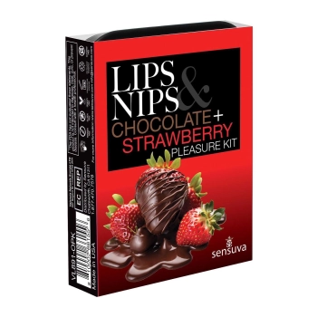 SENSUVA LIPS AND NIPS PLEASURE KIT CHOCOLATE NIP ZIP AND LTD EDITION CHOCOLATE STRAWBERRY XBALM