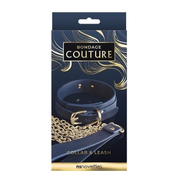 BONDAGE COUTURE COLLAR AND LEASH BLUE