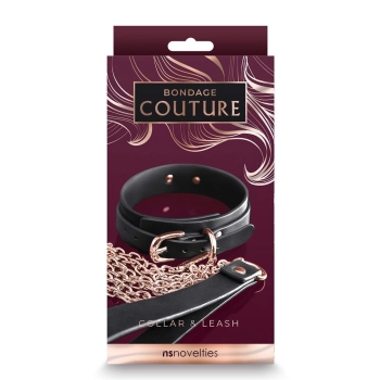 BONDAGE COUTURE COLLAR AND LEASH BLACK