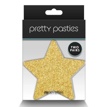 PRETTY PASTIES GLITTER STARS BLACK GOLD 2 PAIR