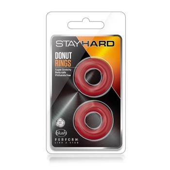 Pierścień erekcyjny Stay Hard Donut Rings Blush czerwony TPE 2 szt