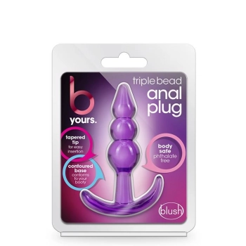 Korek analny potrójny koralik Blush B Yours fioletowy TPE