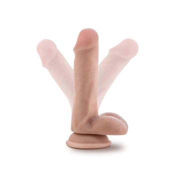 DR. SKIN PLUS  6 INCH POSABLE DILDO WITH BALLS  VANILLA