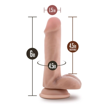 DR. SKIN PLUS  6 INCH POSABLE DILDO WITH BALLS  VANILLA