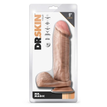 Dildo realistyczne Dr. Skin Mr. Magic z jajami beżowe 24 cm