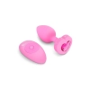 VIBRATING HEART SHAPE JEWEL PLUG SM PINK