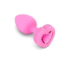 VIBRATING HEART SHAPE JEWEL PLUG SM PINK