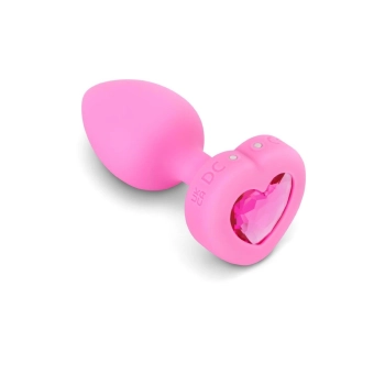 VIBRATING HEART SHAPE JEWEL PLUG SM PINK
