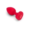VIBRATING HEART SHAPE JEWEL PLUG ML RED