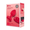VIBRATING HEART SHAPE JEWEL PLUG ML RED