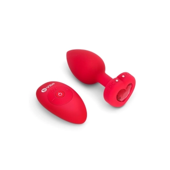 VIBRATING HEART SHAPE JEWEL PLUG ML RED