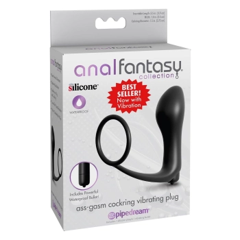 ANAL FANTASY COLLECTION ASS-GASM COCKRING VIBRATING PLUG BLACK