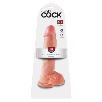 Dildo realistyczne King Cock 25 cm z jajami jasne Pipedream