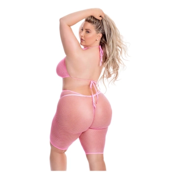 SUNSET GLOW BIKE SHORT SET PINK, PLUS SIZE
