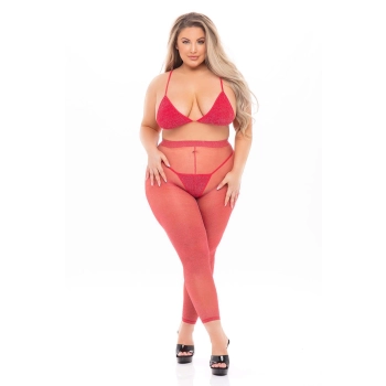 TALL ORDER 3PC LEGGING SET RED, PLUS SIZE