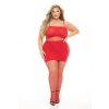SET THE TONE 3PC FISHNET SET RED, PLUS SIZE