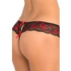 CROTCHLESS LACE THONG WITH BOWS RED, M/L