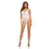 BOMBSHELL BOUDOIR PEEK A BOO TEDDY WHT, S