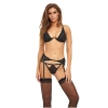BOMBSHELL BOUDOIR EXPOSED WIRE 3 PC SET BLK, L