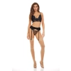 BOMBSHELL BOUDOIR PEEK A BOO WIRE 3 PC SET BLK, L