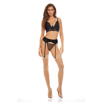 BOMBSHELL BOUDOIR PEEK A BOO WIRE 3 PC SET BLK, L