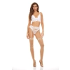 BOMBSHELL BOUDOIR PEEK A BOO WIRE 3 PC SET WHT, L