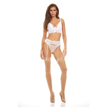 BOMBSHELL BOUDOIR PEEK A BOO WIRE 3 PC SET WHT, S