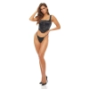BOMBSHELL BOUDOIR HOOK UP FRONT CORSET SET BLACK, S