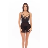 2PC BONDAGE STRAPPING CHEMISE SET BLACK, M/L