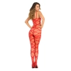 STRAPPED UP SHEER BODYSTOCKING RED, OS
