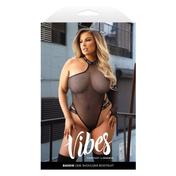 BADDIE GLITTER MESH BODYSUIT WITH SNAP CLOSURE, Q/S