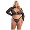 BARBED WIRE FISHNET BRALETTE, LONG SLEEVE SHRUG & PANTY, Q/S