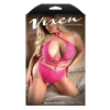 BETWEEN THE LINES CROTCHLESS LACE HALTER TEDDY, QS