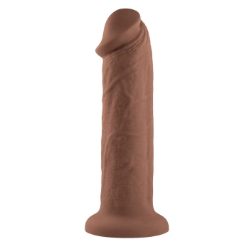 EVOLVED 7INCH GIRTHY VIBRATING DONG, DARK FLESH