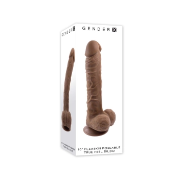 GENDER X 10 INCH 25 CM FLEXSKIN POSEABLE TRUE FEEL DILDO DARK