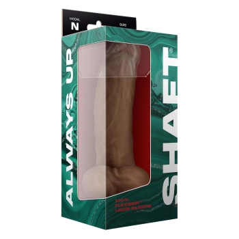 SHAFT MODEL N 9.5 INCH LIQUID SILICONE DONG WITH BALLS OAK