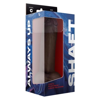 SHAFT MODEL C 9.5 INCH LIQUIDE SILICONE DONG WITH BALLS MAHOGANY