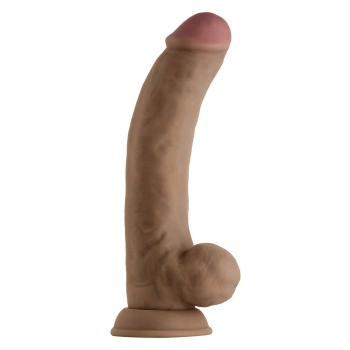 SHAFT MODEL C 9.5 INCH LIQUID SILICONE DONG WITH BALLS OAK