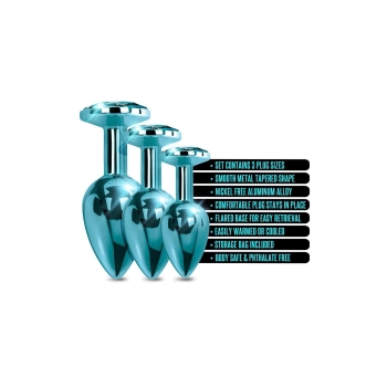 NIXIE METAL BUTT PLUGÂ TRAINERÂ SET, BLUE METALLIC