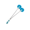 NIXIE METAL BUTT PLUG & FURRY HANDCUFF SET, MEDIUM,Â BLUE METALLIC