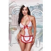 Kostium pielęgniarki Baci Lingerie biały z czerwonymi detalami i czapką