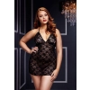 LACE BABYDOLL 1 PC BLACK, XL