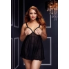 SHEER BABYDOLL W/OPEN CUP BRA PANT, XL