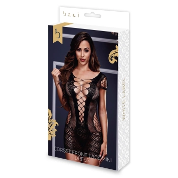 CORSET FRONT LACE MINI DRESS, OS