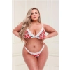WHITE FLORAL & LACE BRA SET, XL