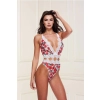 WHITE FLORAL & LACE TEDDY, M/L