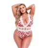WHITE FLORAL & LACE TEDDY, XL